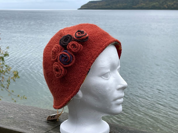 Recycled Wool Cloche Hat (Rust)